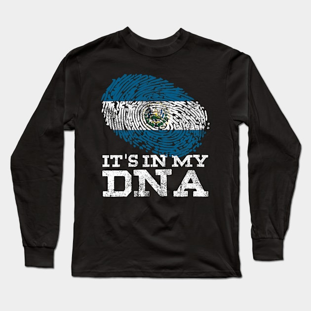 It's In My DNA El Salvador Shirt Hispanic Gifts Salvadoran Flag Long Sleeve T-Shirt by Smoothbeats